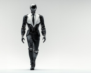 High Fashion Android Robot Wearing like a Men Suit acting like Fashion Model, or a Butler 