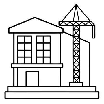 recommend clip art: construction building outline coloring book page line art drawing