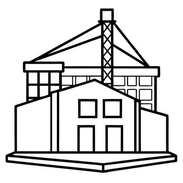 recommend clip art: construction building outline coloring book page line art drawing