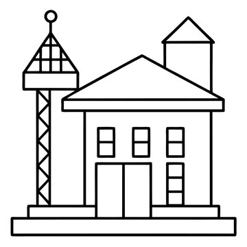 recommend clip art: construction building outline coloring book page line art drawing