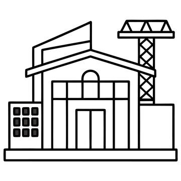 recommend clip art: construction building outline coloring book page line art drawing