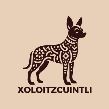 Mexican Xolo Dog Vector Logo Silhouette 