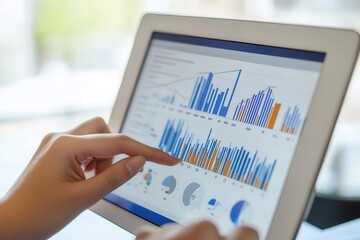 Financial advisor guiding Gen Z client through retirement options on a tablet â€“ Simple charts and projected savings, blending human guidance with digital tools, trustworthiness in financial planning
