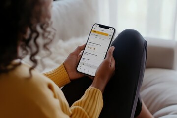 Close-up of a Gen Z client setting up automatic savings on a mobile banking app â€“ Simple, clean interface encouraging financial responsibility, empowering youth in personal finance, fintech