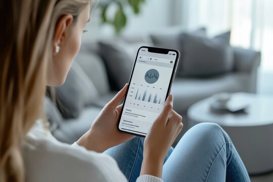 Close-up of a personalized financial dashboard with real-time goal tracking â€“ Gen Z client receiving feedback on savings progress, promoting responsibility and empowerment, fintech trust