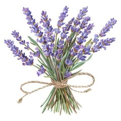 Fototapeta premium Branch of lavender violet flowers against white background