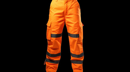 Orange Work Pants with Reflective Stripes