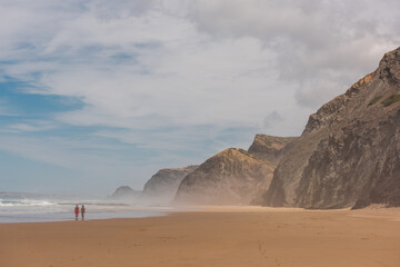 Sandy beach on Atlantic Ocean in Algarve, Portugal