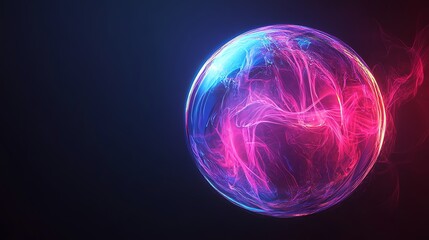 A glowing orb of light, with pink and blue energy swirling inside.