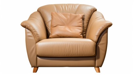 Light brown armchair on white isolated background. Neural network ai generated art