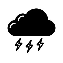 Thunderstorm Cloud with Lightning, Black Icon
