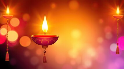 Fototapeta premium Diwali lamp images, candles in the dark, Lamp and copy space background, happy Diwali images, Diwali banner images, 