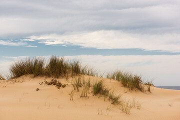 Sandy dunes in Algarve beach at Atlantic Ocean, Portugal