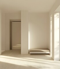 Minimalist White Room Interior Design With Sunlight