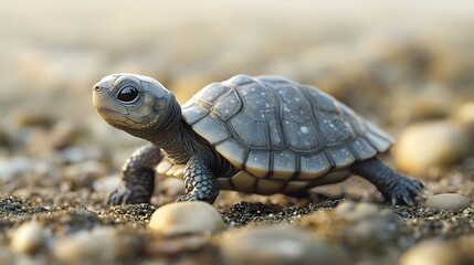 Obraz premium 39. **Sweet 3D render of a baby turtle with tiny legs and a soft shell