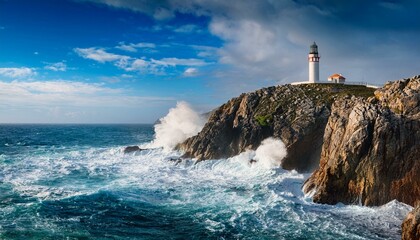 Majestic Lighthouse Overlooking Turbulent Seas