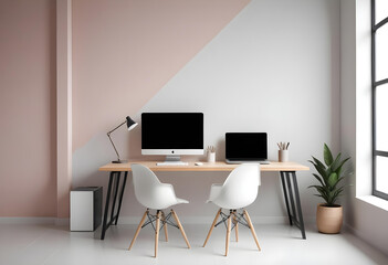 Minimalist computer mockup on the desk