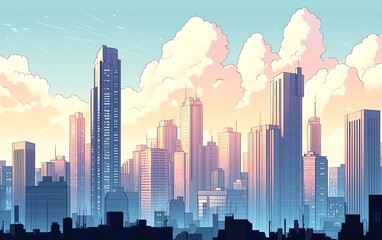Fototapeta premium Futuristic cityscape with towering skyscrapers