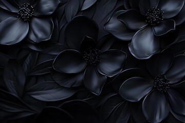 Dark floral pattern with black flowers and leaves