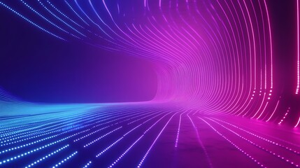 A digital abstract background with neon lights in blue and pink.
