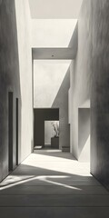 Fototapeta premium Minimalist Concrete Courtyard with Sunlight