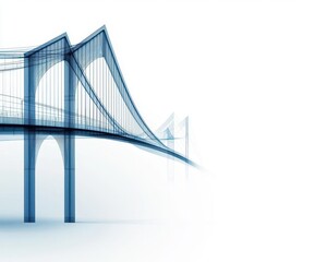 Obraz premium Conceptual blueprint of a next-generation suspension bridge, intricate details, showcasing engineering innovation, clean background