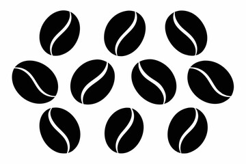 Coffee bean icon set, Caffeine vector symbol isolated on white background
