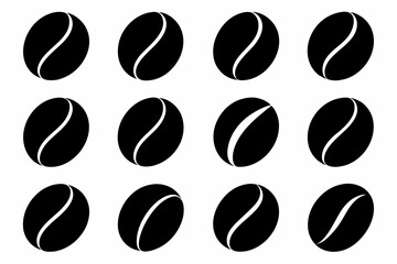 Coffee bean icon set, Caffeine vector symbol isolated on white background
