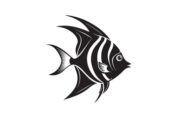 Obraz premium Angelfish silhouette vector illustration, Angelfish silhouette vector , Angelfish silhouette PNG 