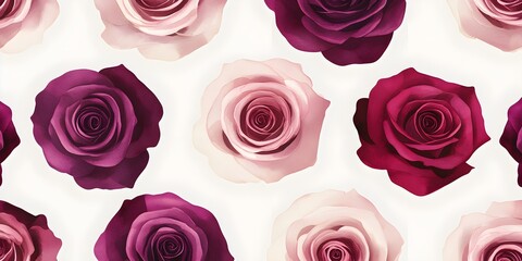 Seamless Pattern of Watercolor Roses