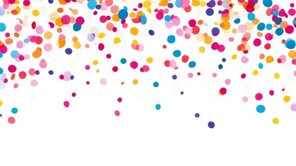 Colorful confetti scattered on a white background.