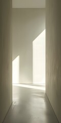 Minimalist White Room Interior with Sunlight Shining Through