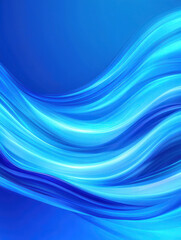 Fototapeta premium Serene Blue Waves, an abstract design featuring a deep blue gradient with gentle waves, glowing lights, and soft lines, evoking a tranquil and calming atmosphere.