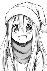 Smiling Anime Girl Wearing a Winter Hat and Scarf