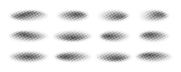Black halftone round shadows effect icon vector design elements set isolated