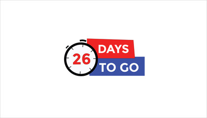 26 days to go Countdown number banner templates. time icon. Vector Illustration