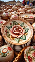 T&ouml;pferwaren mit Rosenmuster