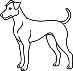 Obraz premium A vector linear illustration featuring a black and white silhouette of a dog, emphasizing its graceful outline