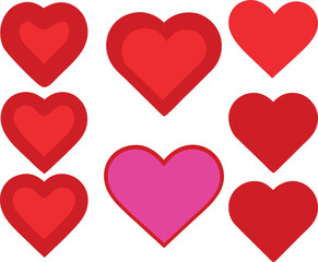 Vector illustration of Valentine hearts, symbolizing love