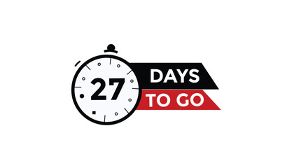 27 days to go Countdown number banner templates. time icon. Vector Illustration 