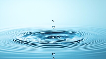 beautiful image of clear water creating circular waves against a blue background highlighting the serenity and elegance of nature's elements