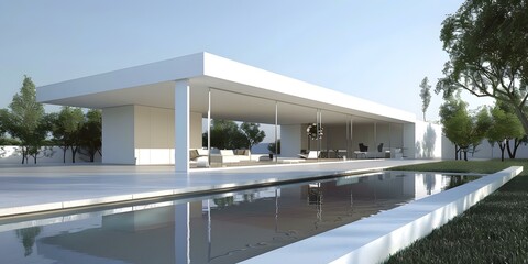 Fototapeta premium Minimalist Modern House with Swimming Pool