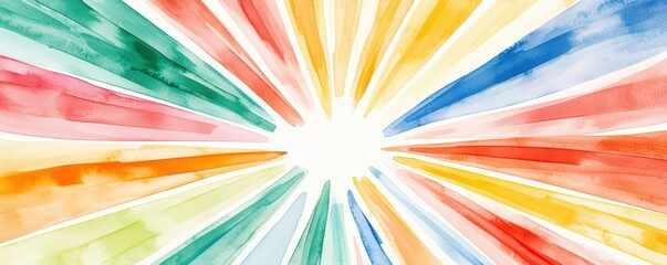 Obraz premium Radiating lines and bold colors, energetic abstract pattern, watercolor style