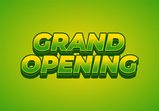 Grand opening. Text effect in modern colors with 3D style