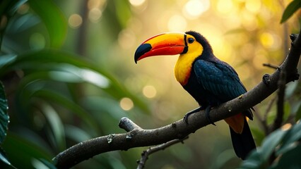 Obraz premium Colorful Toucan Perched on a Branch
