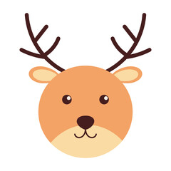 A cartoon deer with antlers and a cute face. The deer is looking at the camera. The image is in black and white