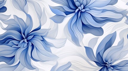 Obraz premium Blue abstract floral pattern on white background. Neural network ai generated art