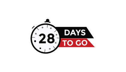 28 days to go Countdown number banner templates. time icon. Vector Illustration 