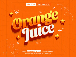 orange juice editable text, font effect, 3d text for title