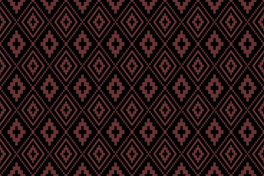 Vintage cross stitch traditional ethnic pattern.floral pixel art embroidery. Elegance background abstract Aztec beautiful seamless pattern for fabric,cloth,dress,carpet,curtain,sarong,batik.